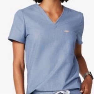 XS Figs Heather Indigo Catarina scrub top